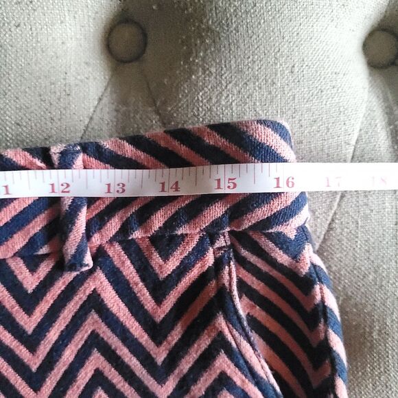 Ann Taylor LOFT Shorts Womens 4 Pink Blue Riviera Knit Zig Zag Flat Front Cotton - Picture 12 of 14